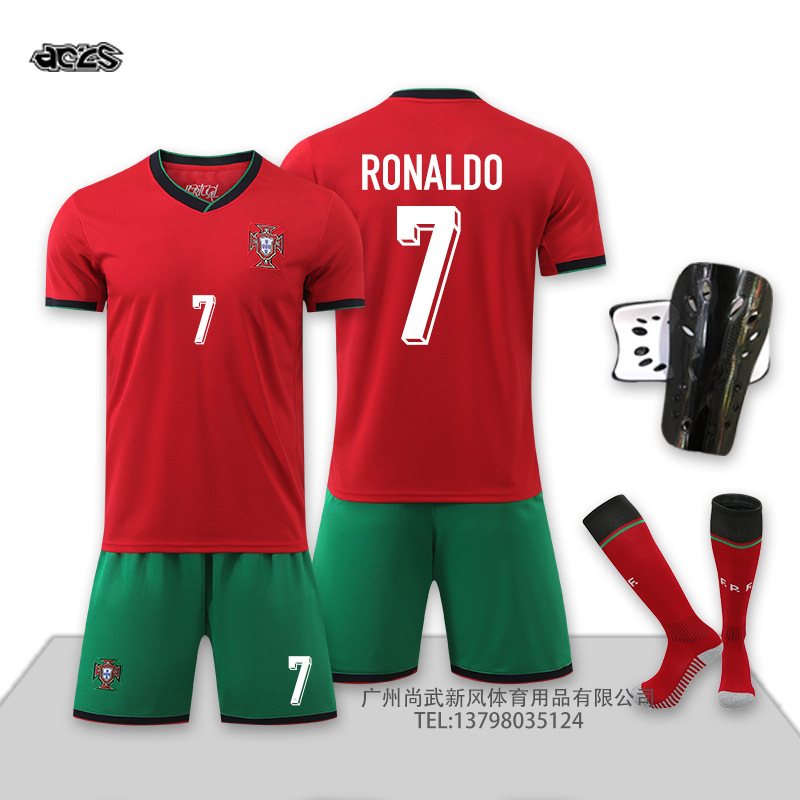 欧洲杯葡萄牙主客国家队c罗球衣团队比赛成人儿童足球服装男定制