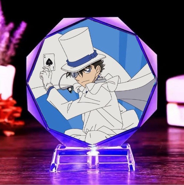 跨境水晶小夜灯名侦探柯南基德公仔工藤新一摆件周边发光机箱摆件
