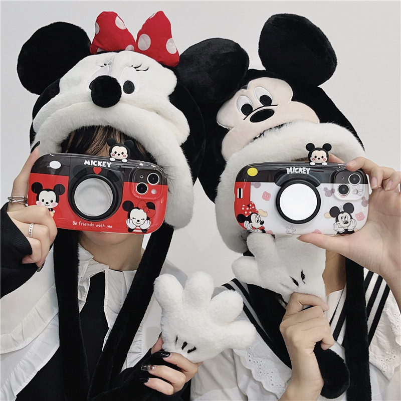 相机托腮米奇米妮适用iphone15卡通14promax12手机壳苹果13新款11