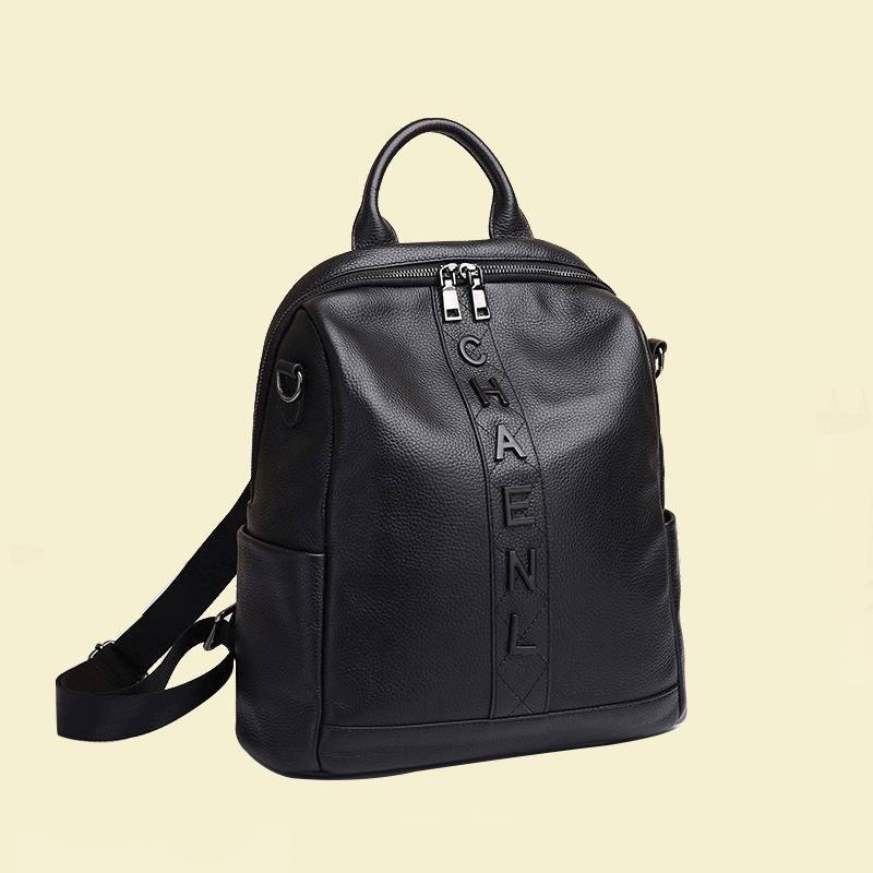 新款真皮双肩包女经典时尚女士多用头层牛皮背包字母潮牌质感女包