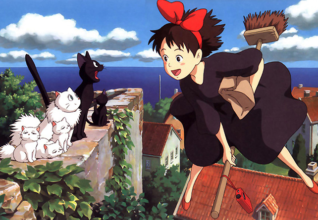 动漫魔女骑扫把黑猫白猫宫崎骏钻石画diy