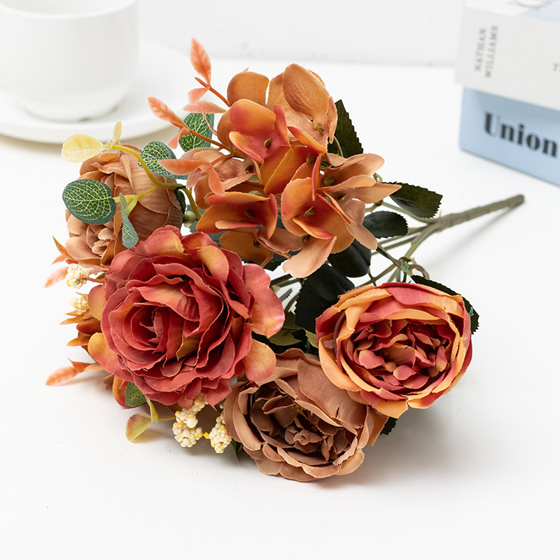 Artificial Rose Hibiscus Rose Holding Bundled Flower Wedding Celebration Decoration Photography Props Home Road Lead Fake/Artificial Flower Wholesale