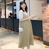 pregnant woman summer Two piece set Suspender skirt Easy Overknee longuette Exorcism Cover the belly Korean Edition Western style Chiffon Amazon