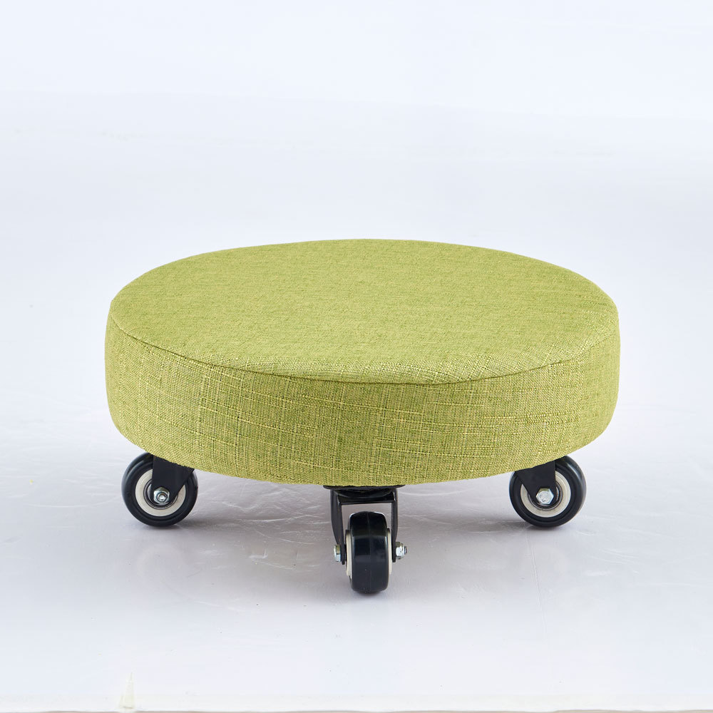 可拆洗带轮小凳子家用滑轮矮凳美缝擦地小板凳沙发凳简约创意圆凳