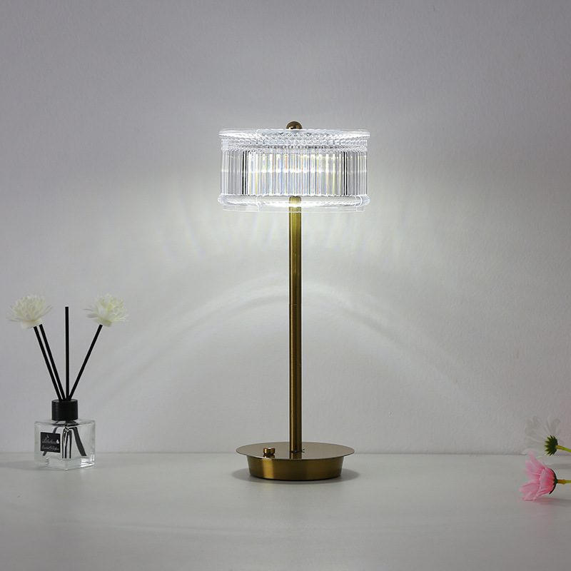light luxury crystal lamp modern simple rechargeable desk lamp led rechargeable touch type bedroom bedside metal creative night light