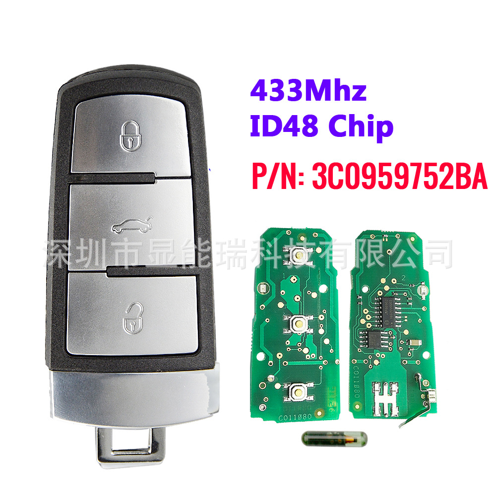 适用于大众迈腾帕萨特cc3键非智能汽车遥控钥匙带id48芯片433频率