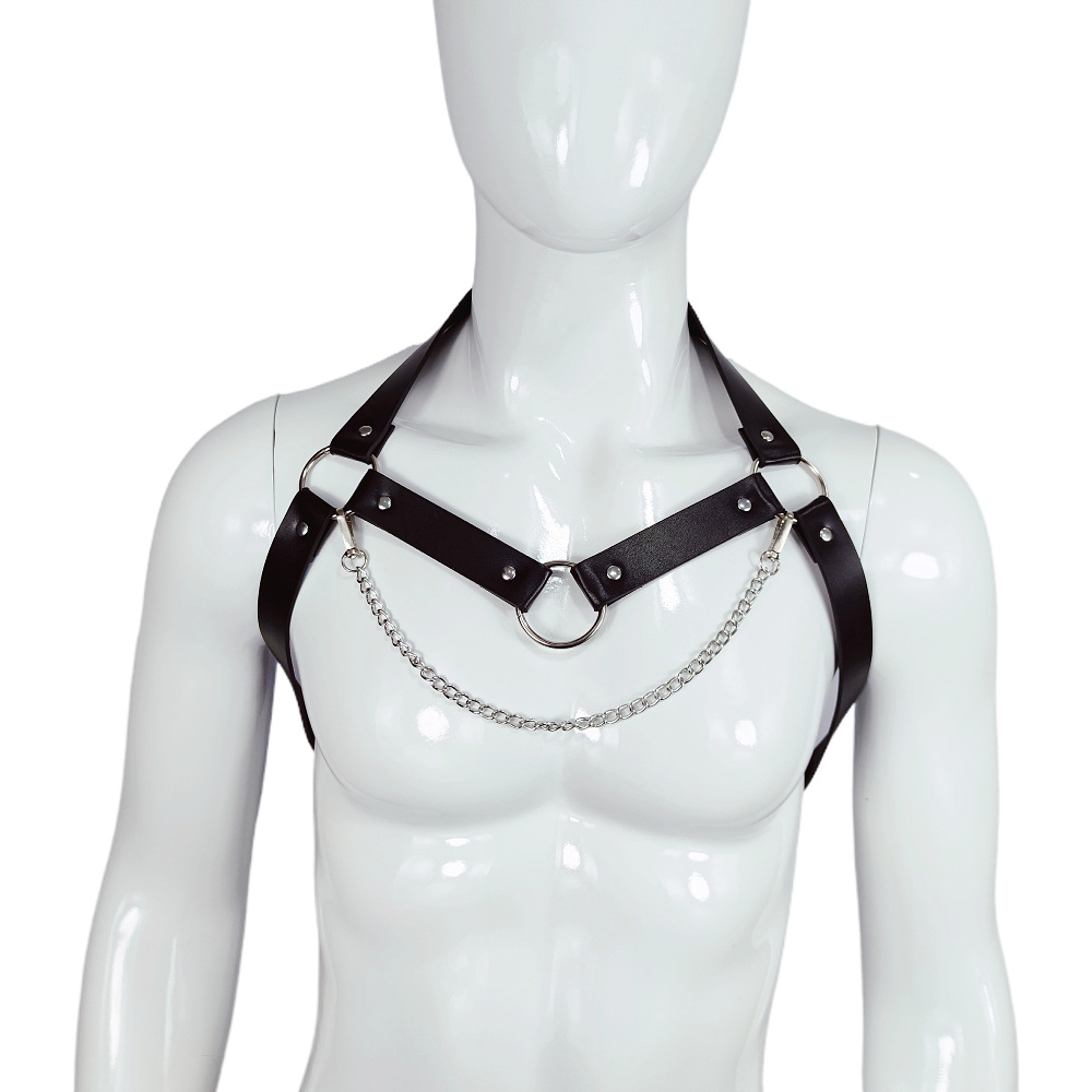 Factory Wholesale Men's Binding Strap Leather SM Clothing Accessories with Chain Ornament Belt Sex Toys Can Be Sent on Behalf