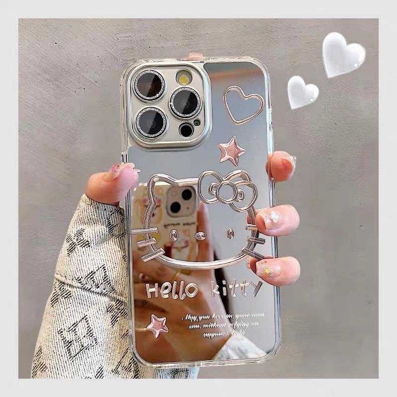 适用苹果改装机Xsmax改16Promax爱心KT猫星星XR改13Pro镜面手机壳