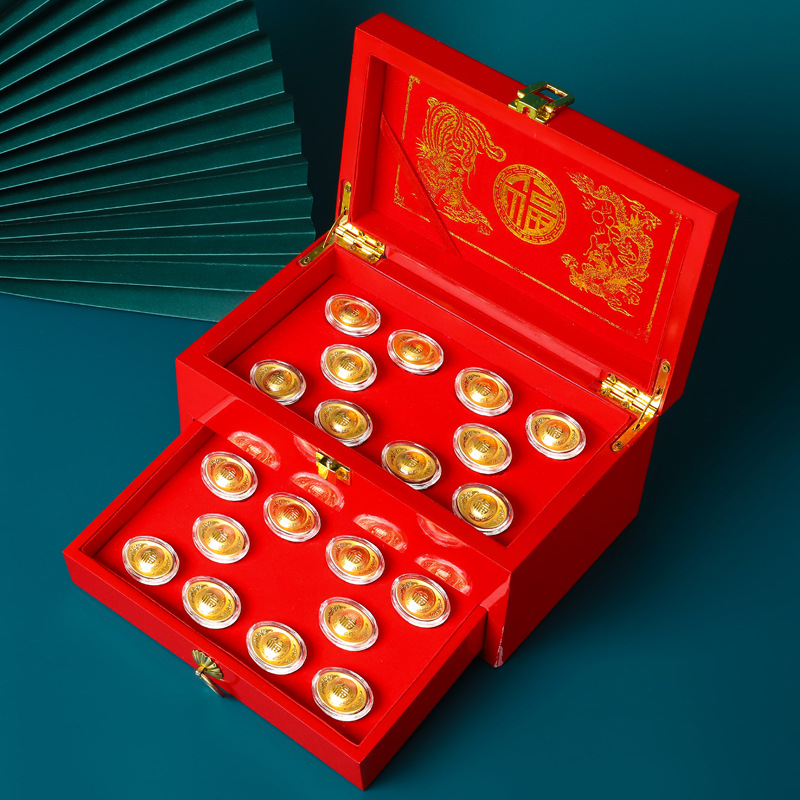 黄金元宝999足金 龙凤呈祥结婚嫁装聘礼彩礼黄金礼盒礼品套装