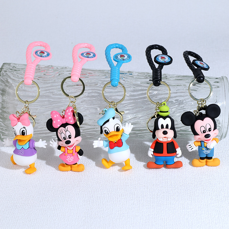 Cartoon Mickey Minnie Silicone Doll Keychain Pendant Donald Duck Daisy Doll and Bag Car Pendant Gift