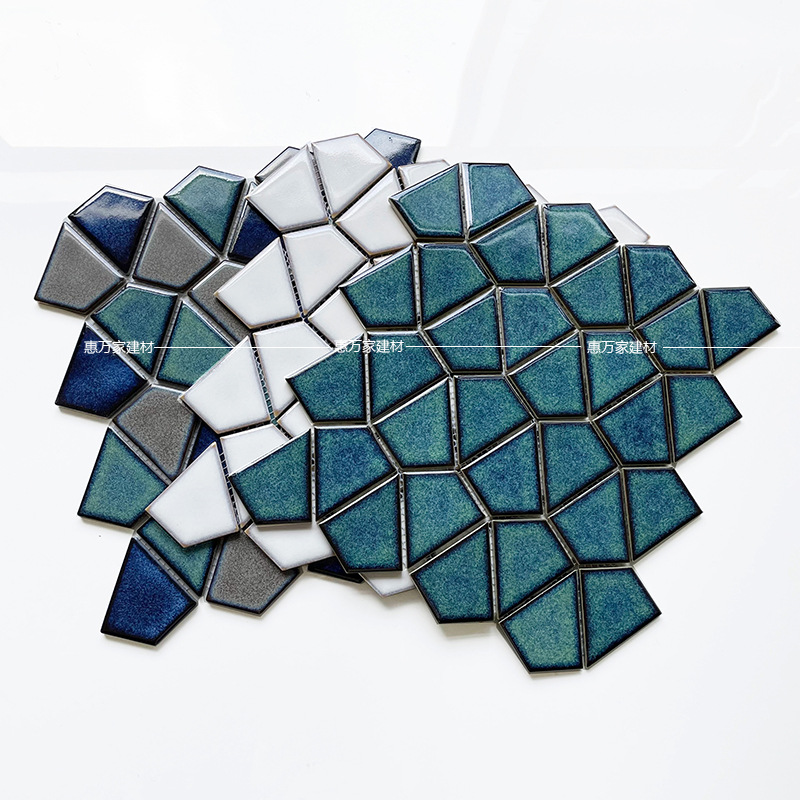 三角形瓷砖 复古窑变绿色卫生间浴室墙砖 港风个性背景墙砖