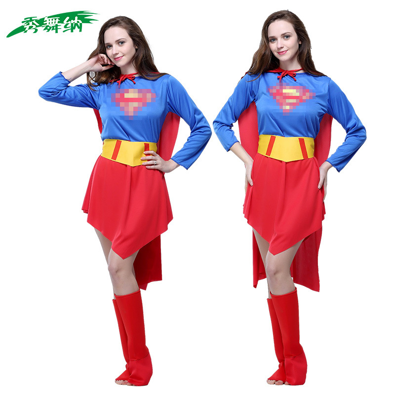 万圣节化妆舞会服装cosplay衣服胸前字母超人服装成人女款表演服