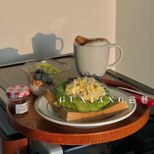 ins风木质托盘圆形日式茶盘餐盘咖啡厅甜品盘收纳盘蛋糕盘点心盘
