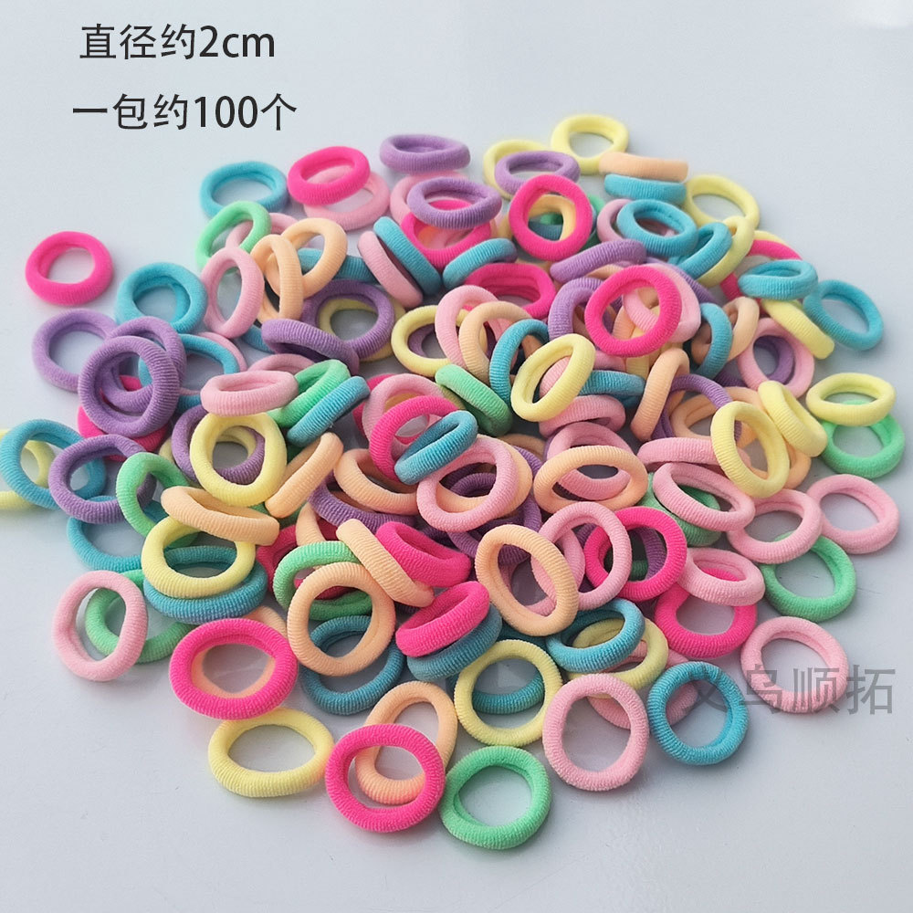 2cm Baby Rubber Band Does Not Hurt Hair Girl Hair Band Kindergarten Hair Rope Adult Braided Hair Towel Ring 100 Pieces Hair Rope