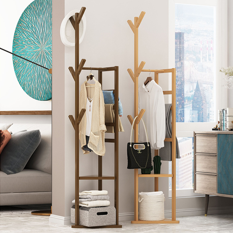 衣塔挂北欧落地转角木衣挂衣架简约现代立地置衣帽架杆式卧室房间