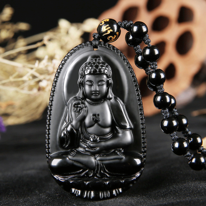 本命佛吊坠十二生肖属虎虎年男女守护神黑曜石护身佛虚空藏菩萨
