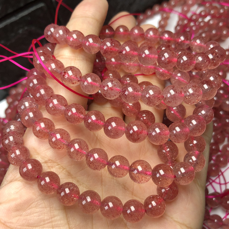 草莓晶手链女日韩简约士多啤梨水晶手链亚马逊跨境草莓晶单圈手链