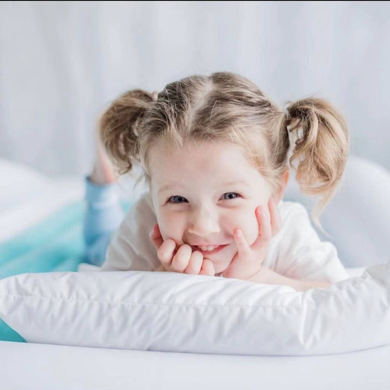 外贸原单原装littlesleepyhead2-4岁儿童枕头白色枕芯外贸童装批