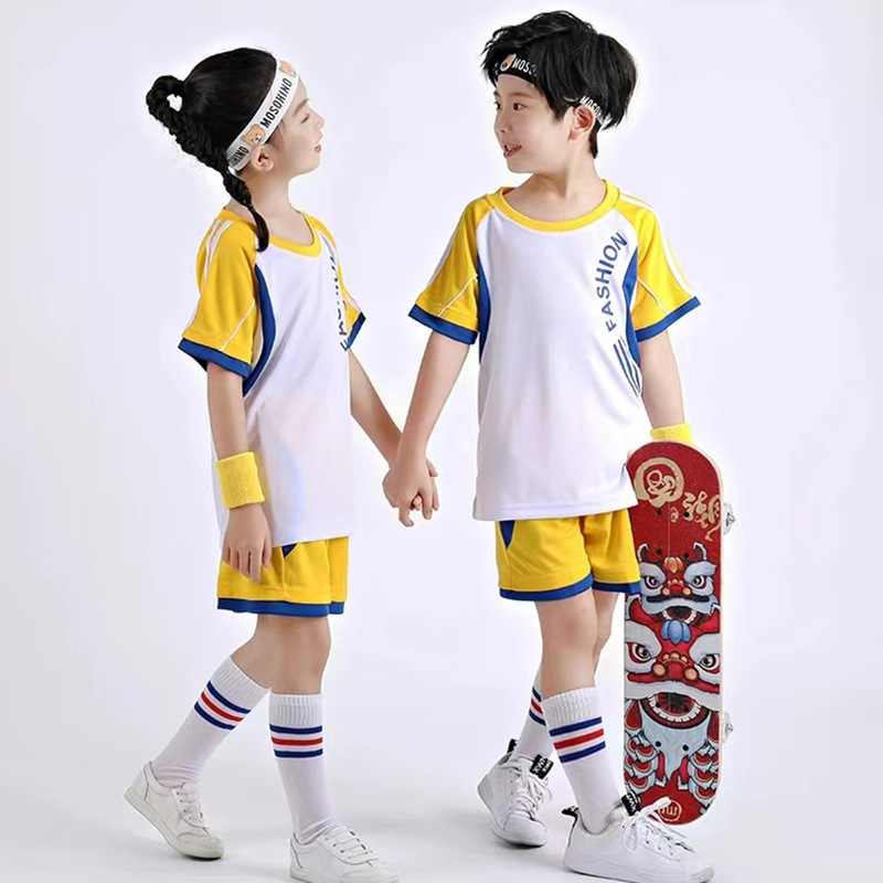 儿童足球服套装男女孩团购印号短袖表演服幼儿园中小学生球衣印制