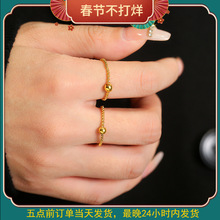 周大福时来运转黄金戒指猫眼足金转运珠戒ing系列素金指环 r30137
