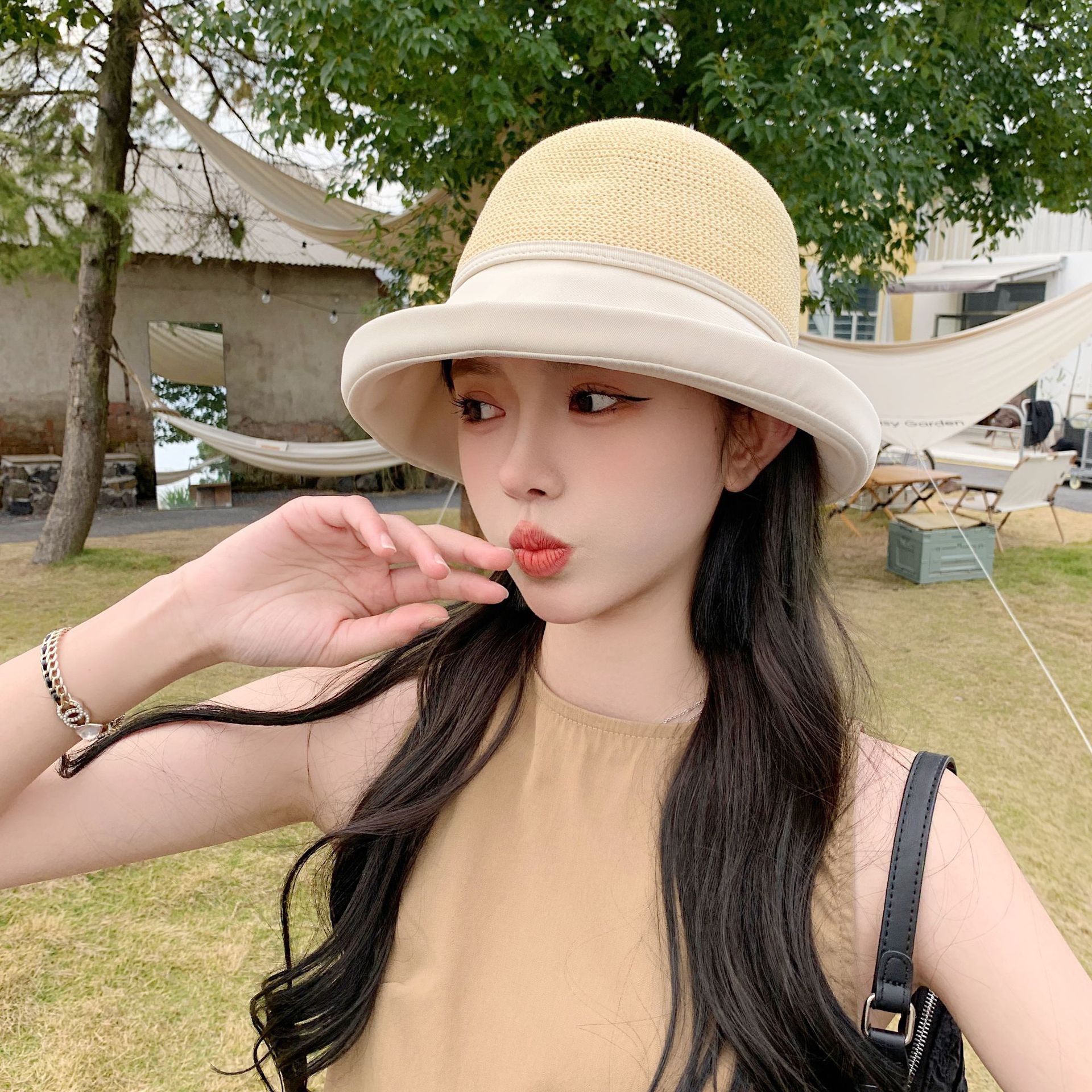 2023 New Style Fisherman Hat Women's Spring and Summer Small Brim Breathable Sun Hat Outdoor Travel Sun Protection Sun Hat Wholesale