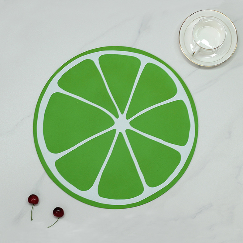 ins style printing lemon placemat table mat home decoration eva hard piece water-proof， oil-proof and non-slip heat proof mat table mat