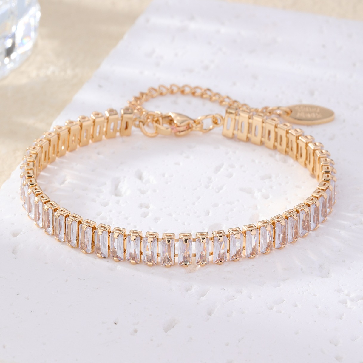 Shiny Square Inlaid Zircon Bracelet Trendy Grace Bracelet Niche Design Bracelet Internet Hot New Bracelet for Women