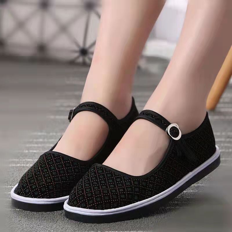 一件代发一字扣女士工作鞋 千层底民族风手工鞋 上线老北京布鞋