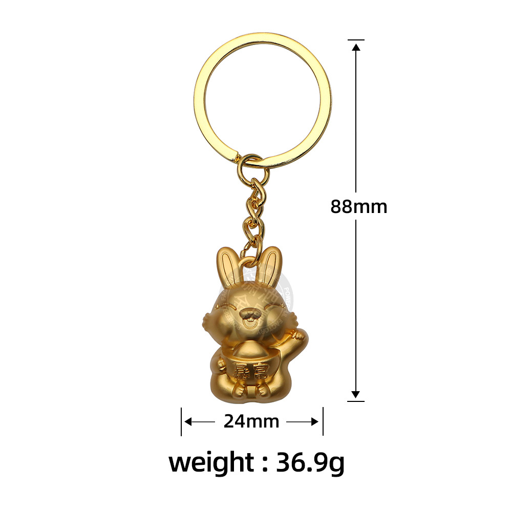 Cute Rabbit Key Chain Customization Rabbit Year Mascot Pendant Cartoon Radish Rabbit Metal Car Key Ring Gift