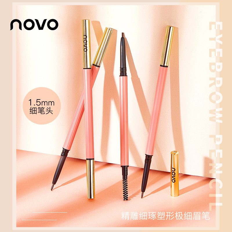 Novo Carved Shaping Ultra-Fine Eyebrow Pencil Ultra-Fine Pen Point Waterproof Sweat-Proof Not Smudge Female Beginner Double-Headed Eyebrow Pencil