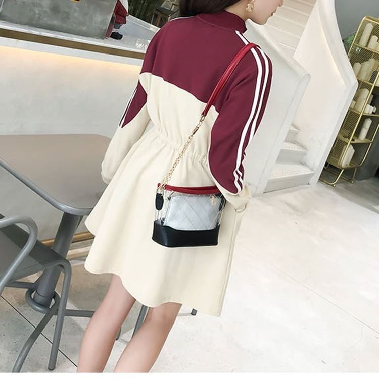 户外打野高贵优雅气质前拉链连衣裙秋连衣裙大码女装中长款