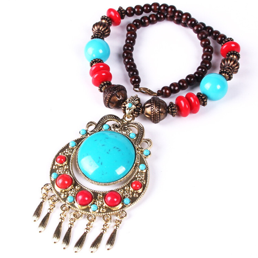 European and American New Bohemian Woven Bead Necklace Women's Long Necklace Tibetan Clothes Accessories Sweater Chain Wholesale