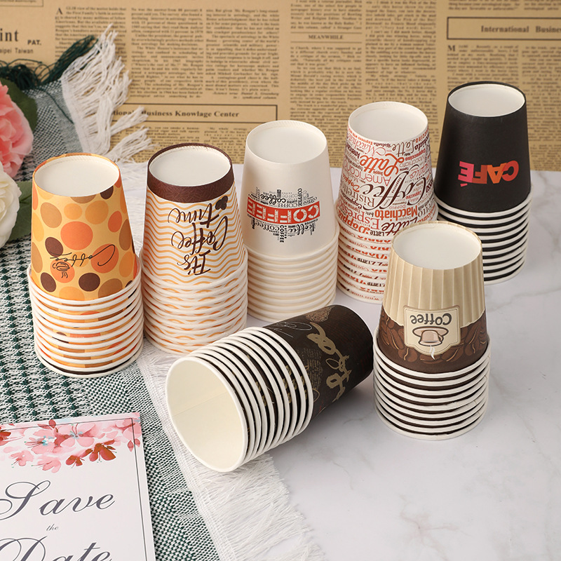 disposable paper cup coffee cup hot drinks cup disposable small cup thickened commercial wholesale logo printing 4 oz