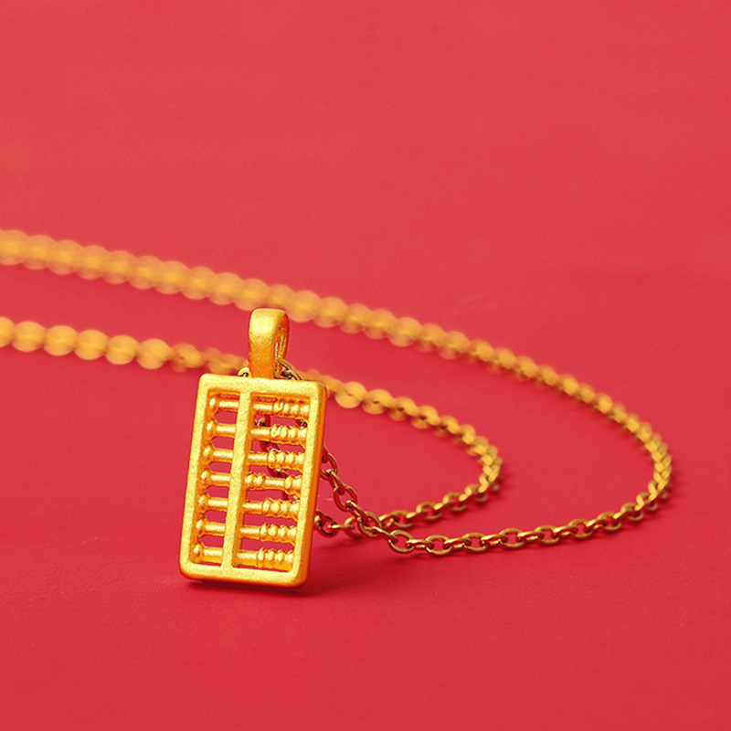 Chinese Gold Line Gold Ruyi Abacus Pure Gold 999 Pendant Gold Abacus Necklace Pendant Bracelet