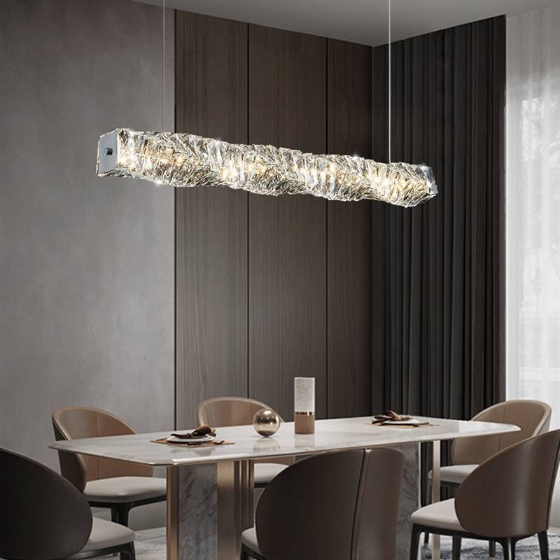 意式极简餐厅吊灯水晶灯后现代轻奢饭厅餐桌吧台长条创意设计师款