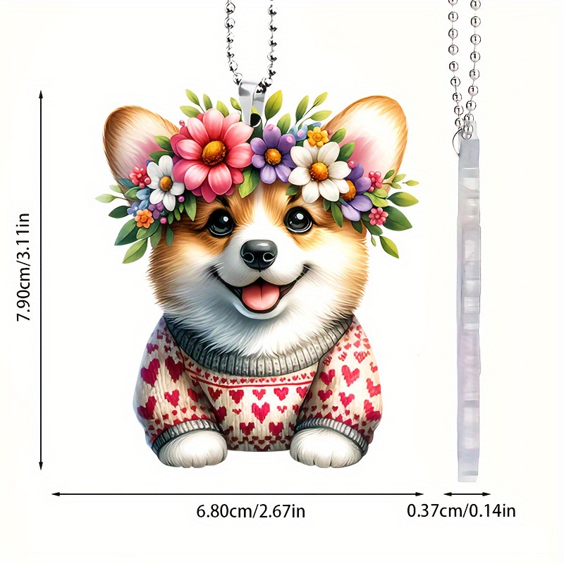 Cross-Border New Corgi Acrylic Pendant Cute Warm Interior Decoration Christmas Holiday Gift