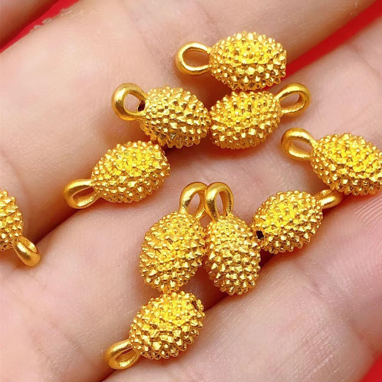 足金999榴莲吊坠黄金项链女3d硬金小榴莲锁骨套链七夕情人节礼物