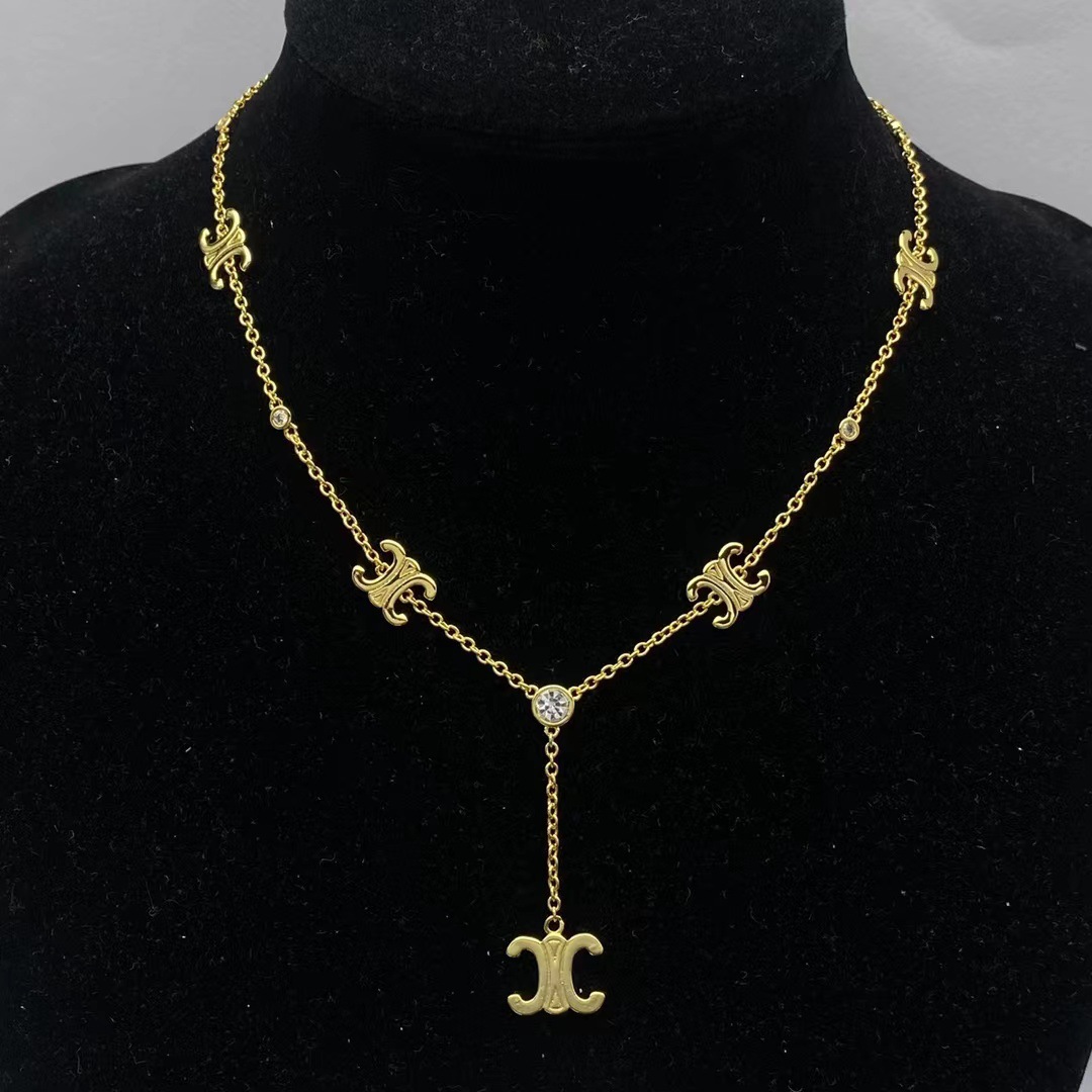 新款法式凯旋门流苏项链女个性百搭金属高级感celi配饰厂家批发