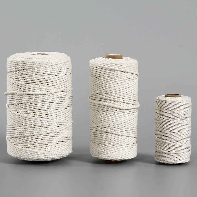 现货本白三股棉绳捆绑装饰绳diy编织材料米白麻花绳编织棉线绳