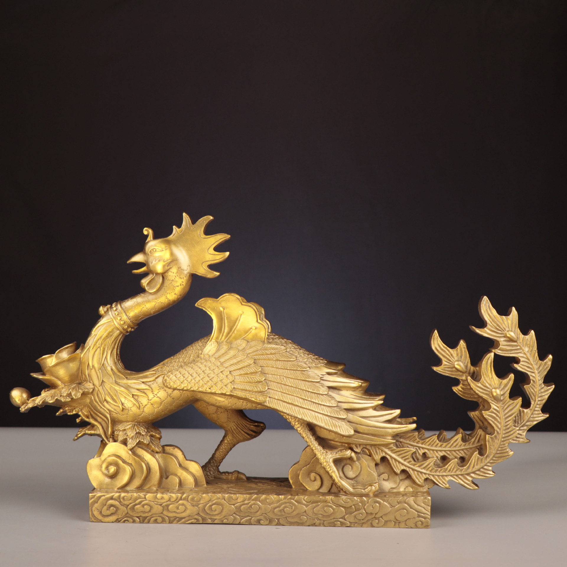 杨铜记 铜汉凤龙凤呈祥家居办公室金属工艺品摆件 纯铜凤凰