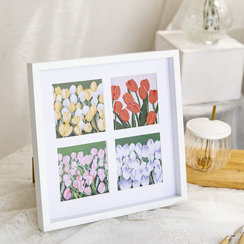 油画棒相框 绘画10x10cm纸装裱展示摆台方形四九宫格画框相框批发