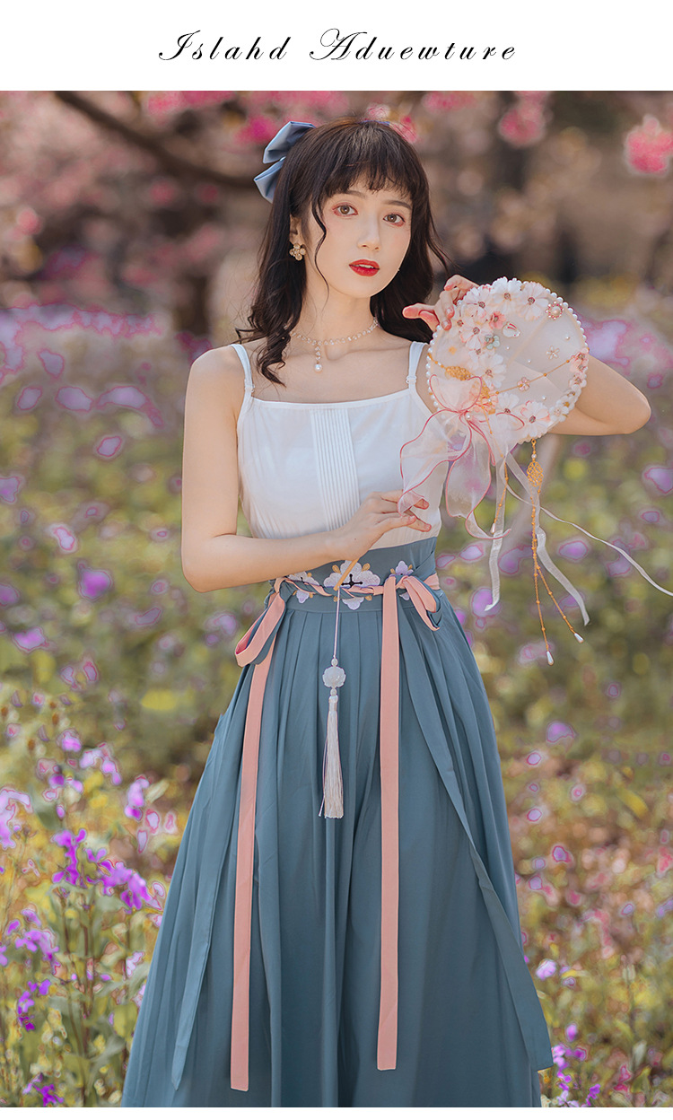 古装汉服女夏改良中国风复古开衫 吊带裙两件套古风汉元素连衣裙