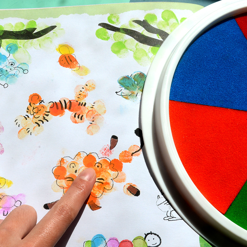 儿童手指画彩色印泥幼儿园大号可水洗绘画颜料手掌拓印涂鸦手印盘