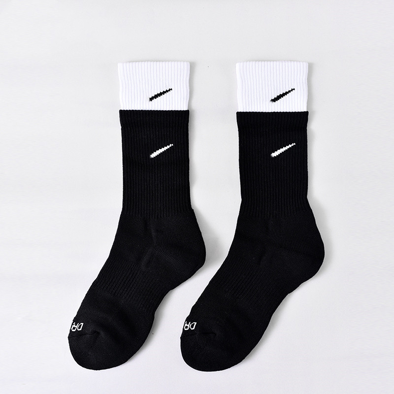 Suwannike Socks Color Double-Layer Stitching Men's and Women's Mid-Length Towel Bottom Sports Socks One-Piece Delivery