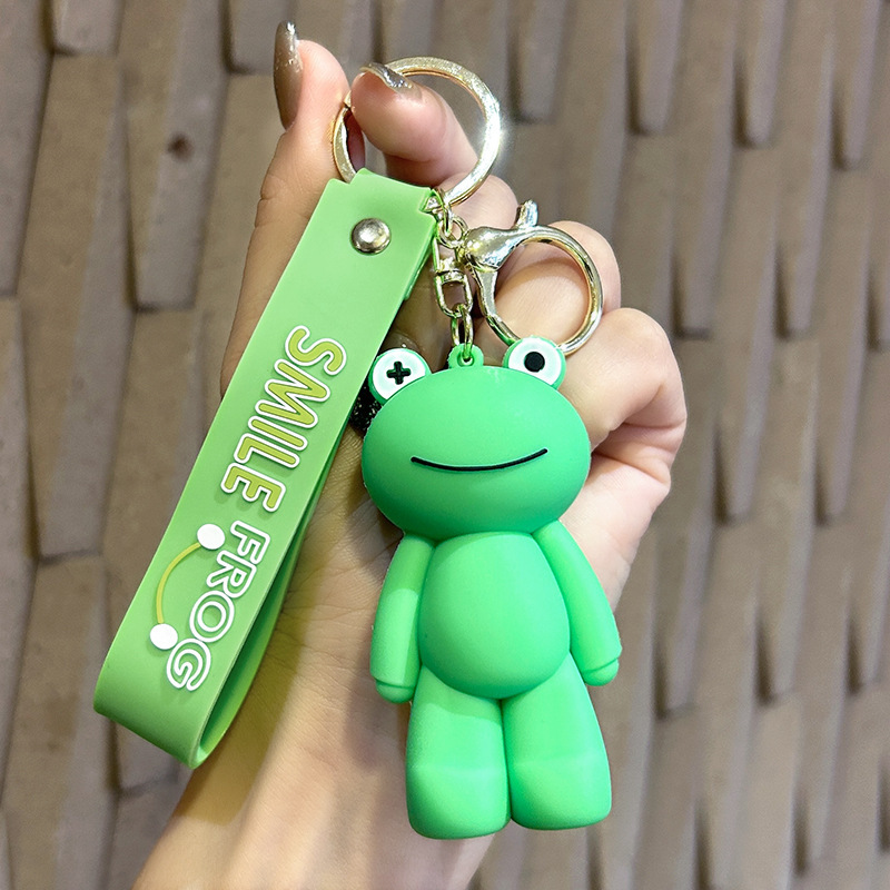 Cartoon Long Leg Frog Keychain Cute Doll PVC Epoxy Pendant Bag Hanging Ornament Car Key Chain Wholesale