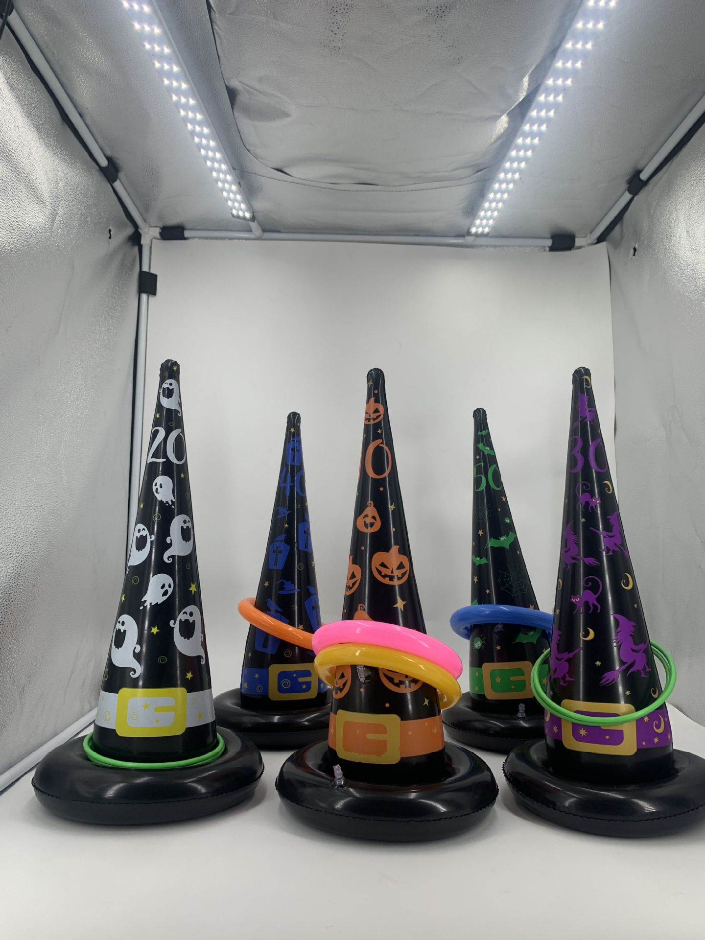 充气巫婆帽套圈游戏投掷帽子套圈万圣节充气玩具节日整蛊道具