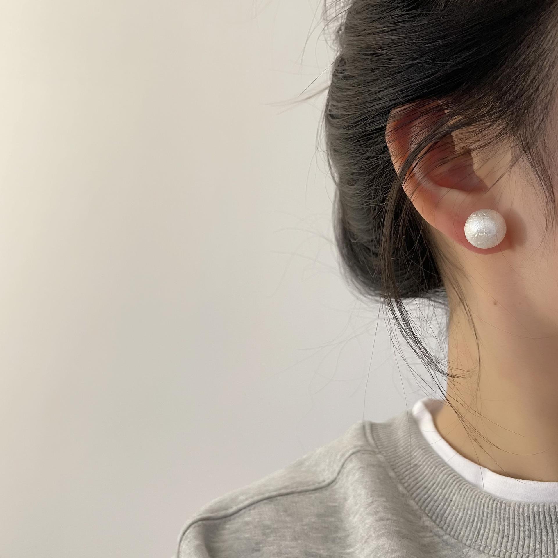 日系经典款植物棉花大珍珠耳环 s925银 耳环耳钉批发 耳夹 蚊香盘