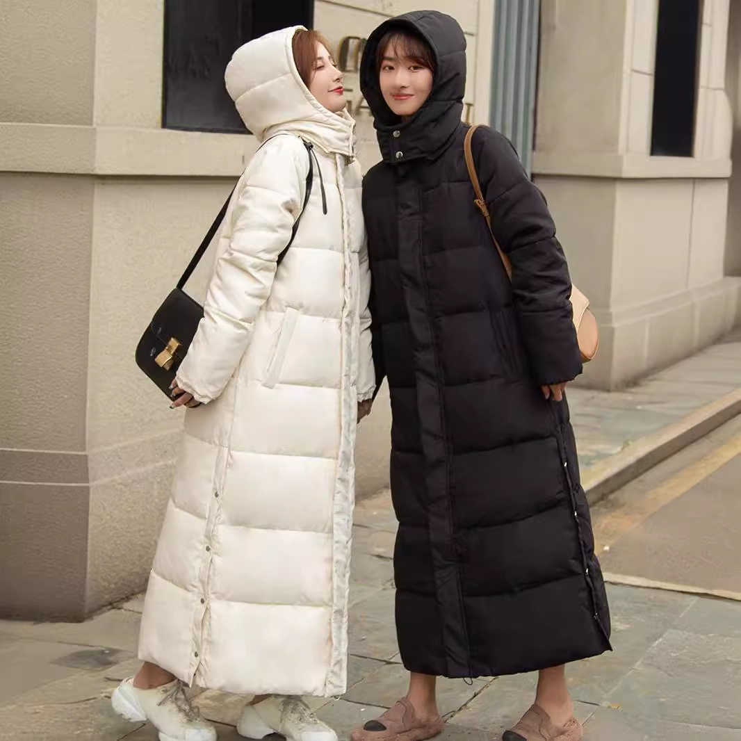 羽绒棉服女中长款过膝韩版2024冬季新款棉衣修身棉袄外套加长加厚