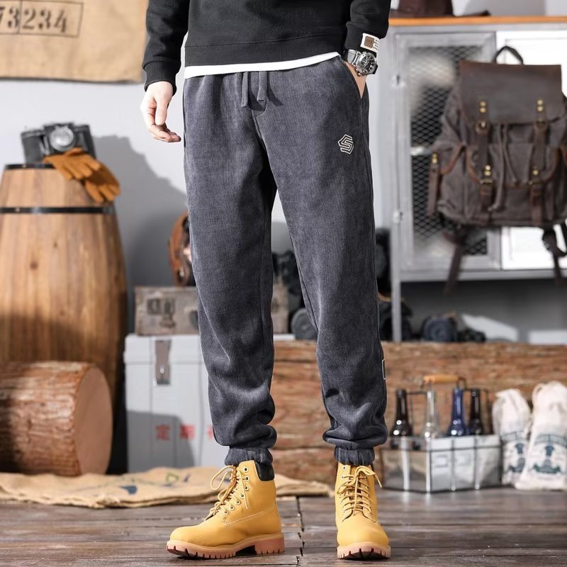 灯芯绒裤子男士秋冬新款潮牌ins韩版休闲裤加大码宽松时尚束脚裤