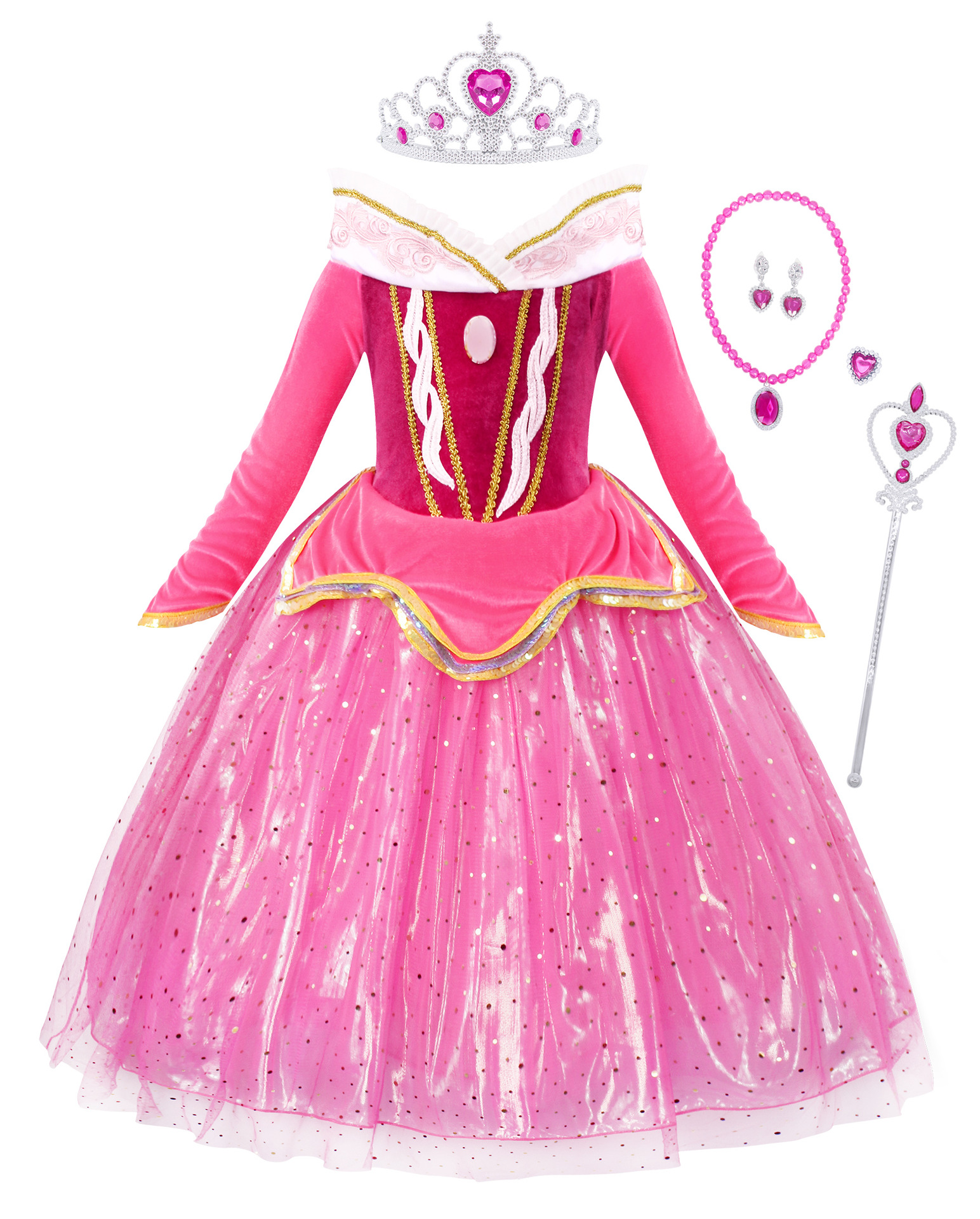 爱洛公主裙粉色丝绒长袖女童连衣裙秋冬万圣节表演服裙子arlo